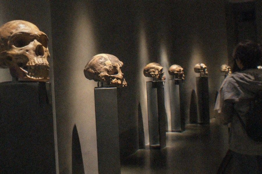 The excavated cave deposits on the hillside at Zhoukoudian Peking Man Site Museum